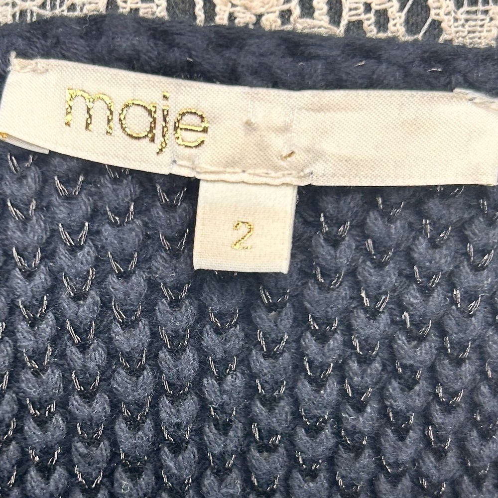 Maje black multi zippered moto inspired fabric jacket size 2 - Picture 14 of 15